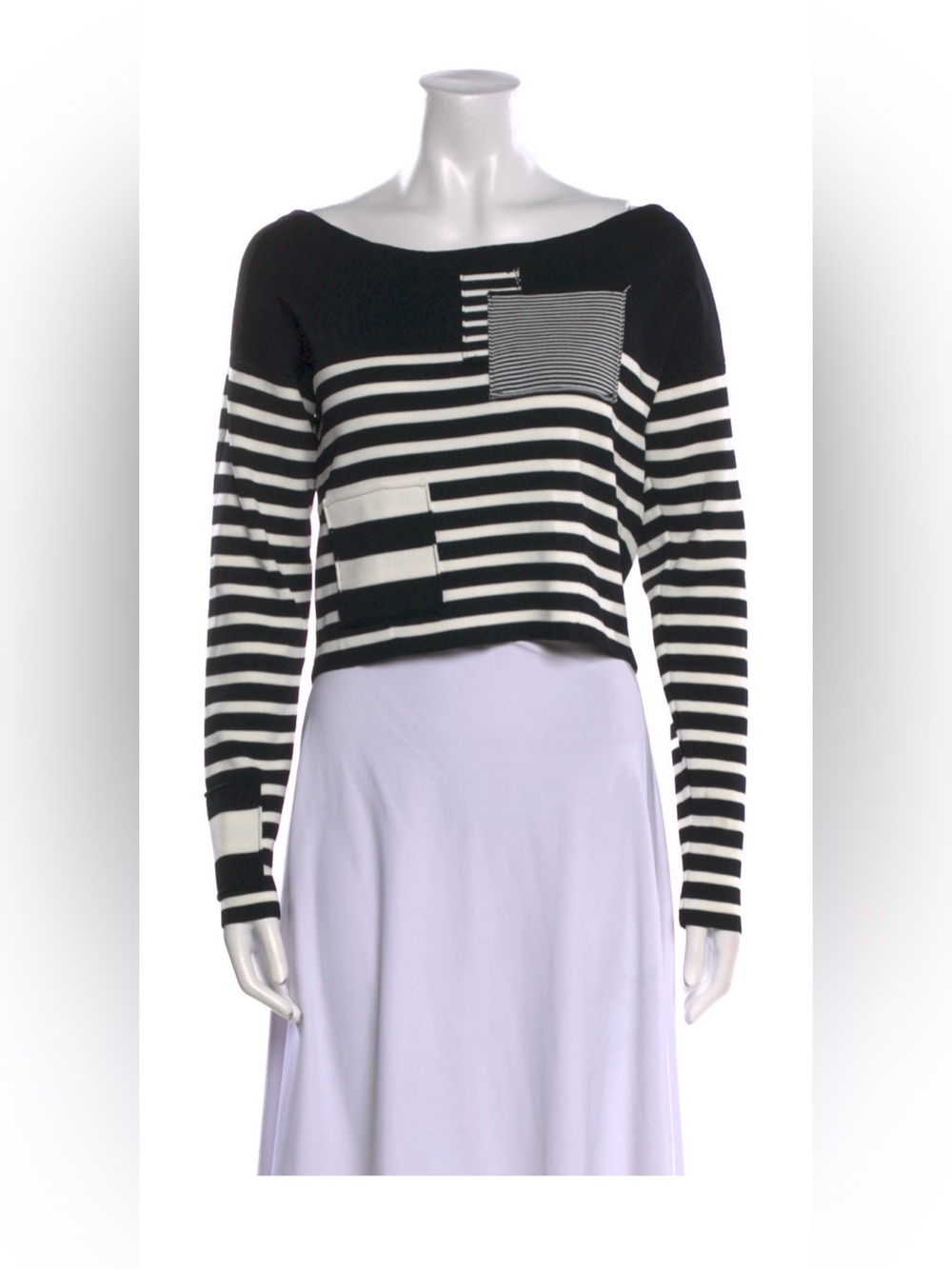 Altuzarra
Striped Bateau Neckline Striped Black & White Crop Top Knit Sweater